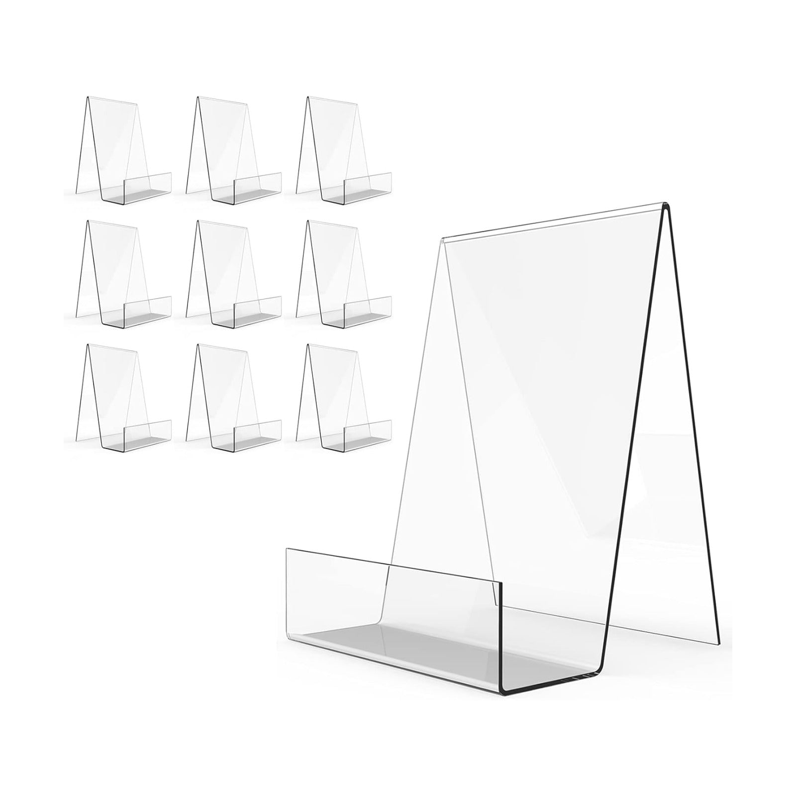 Boloyo Acrylic Book Stand with Ledge,10PC 6 Inch Clear Acrylic Display Easel Transparent Display Stand Holder Tablet