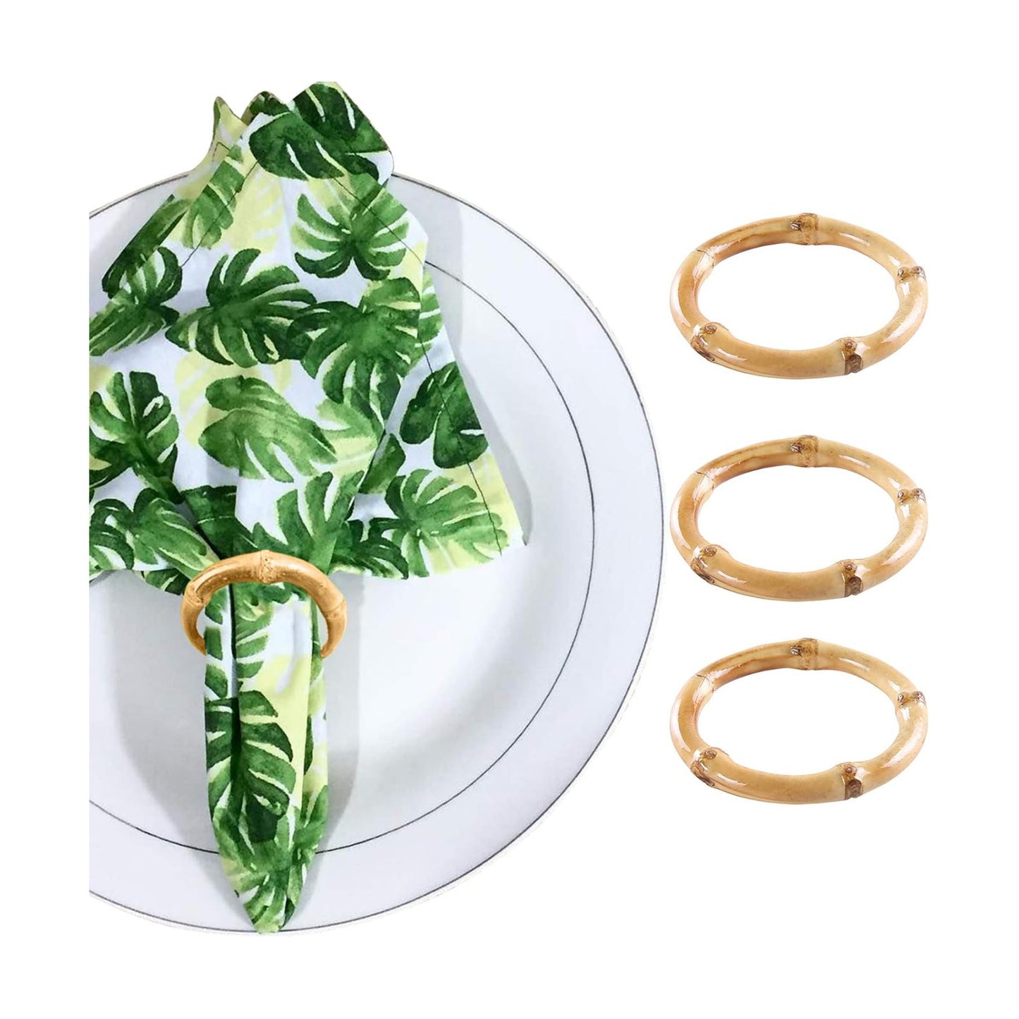 Handmade Rattan Napkin Holder Rings Table Decorations / Bamboo Yellow / Set of 4