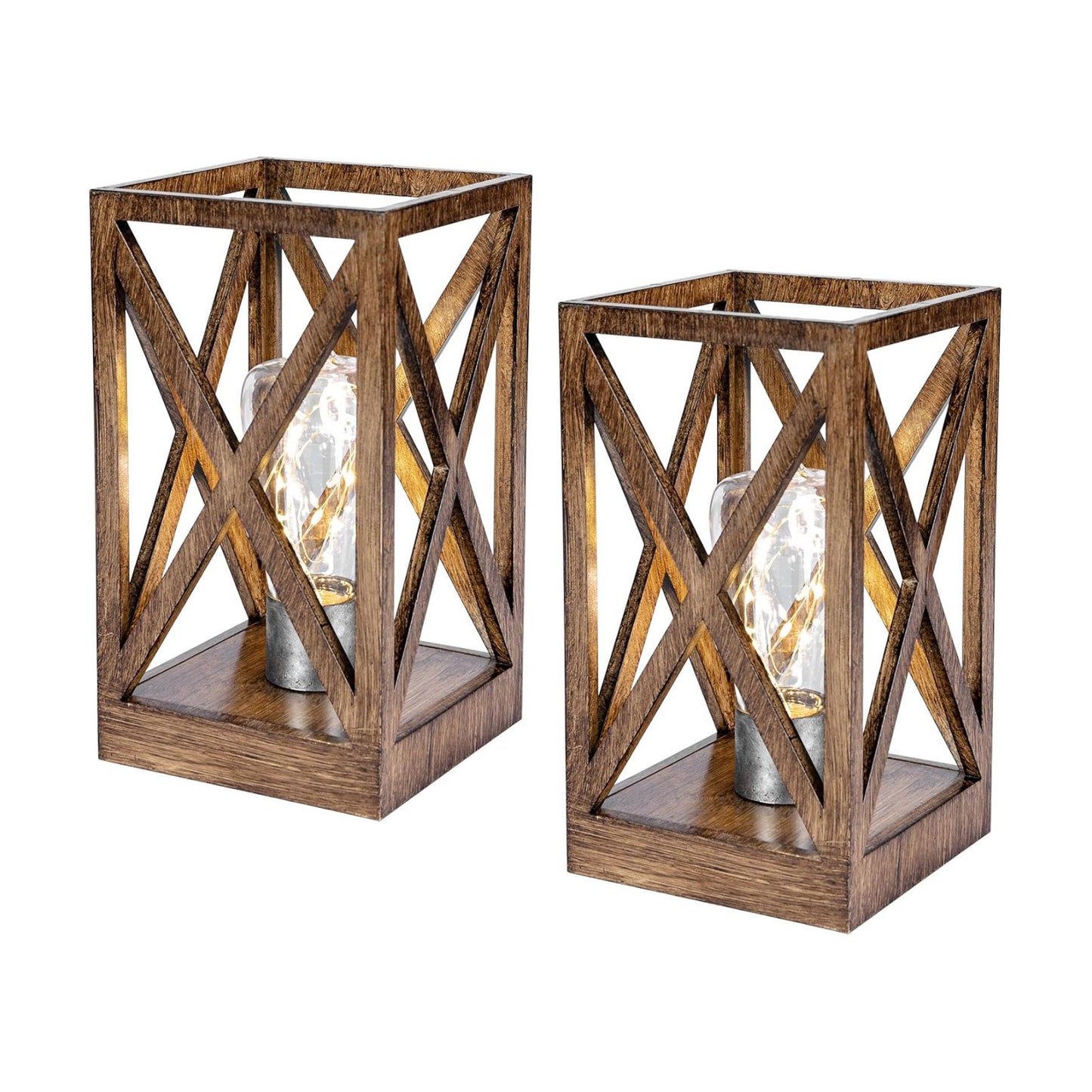 WINGBO 2 Pack Retro Battery Powered Table Lamps, Battery Operated Cordless Lamp Set, Portable Nightlight Decorative