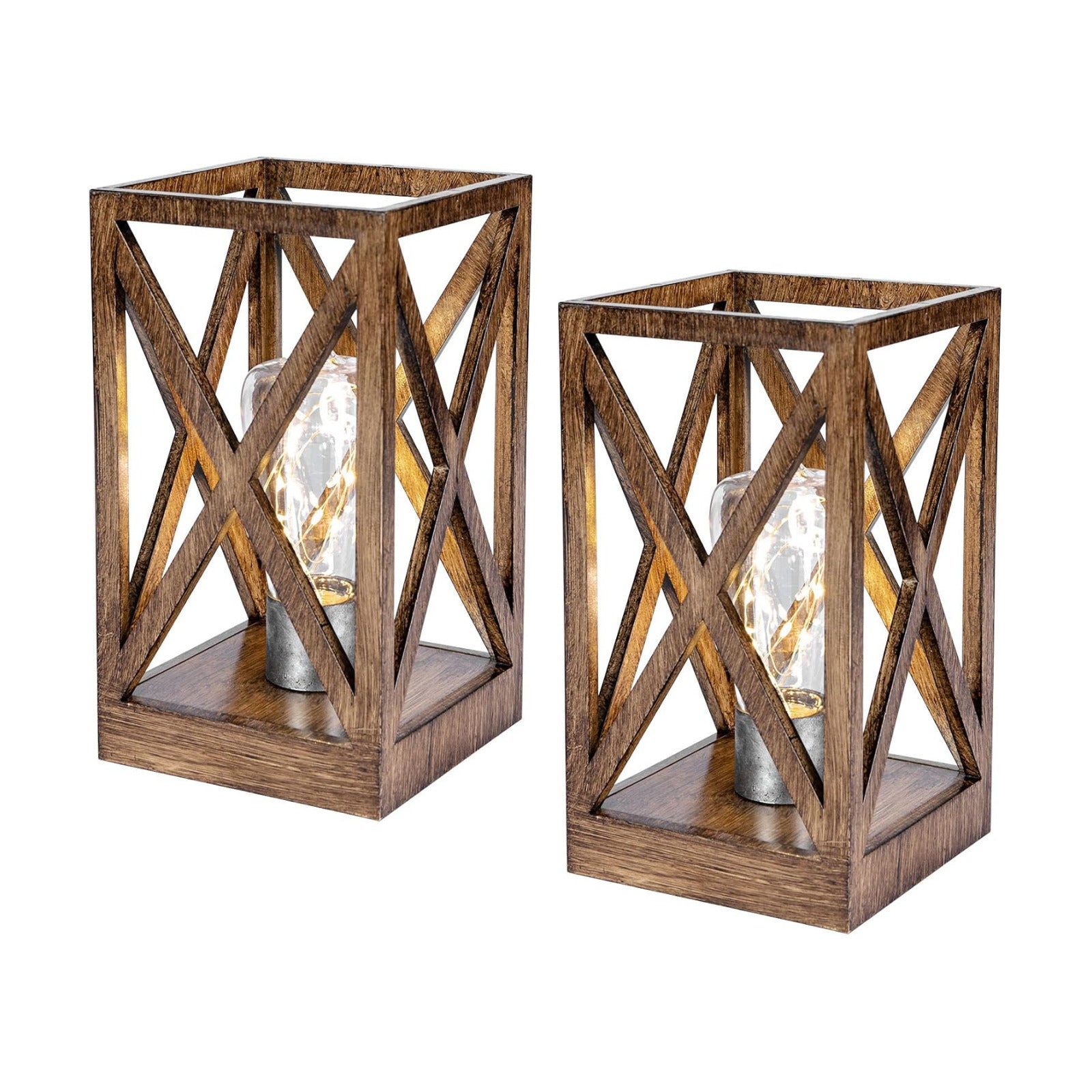 WINGBO 2 Pack Retro Battery Powered Table Lamps, Battery Operated Cordless Lamp Set, Portable Nightlight Decorative
