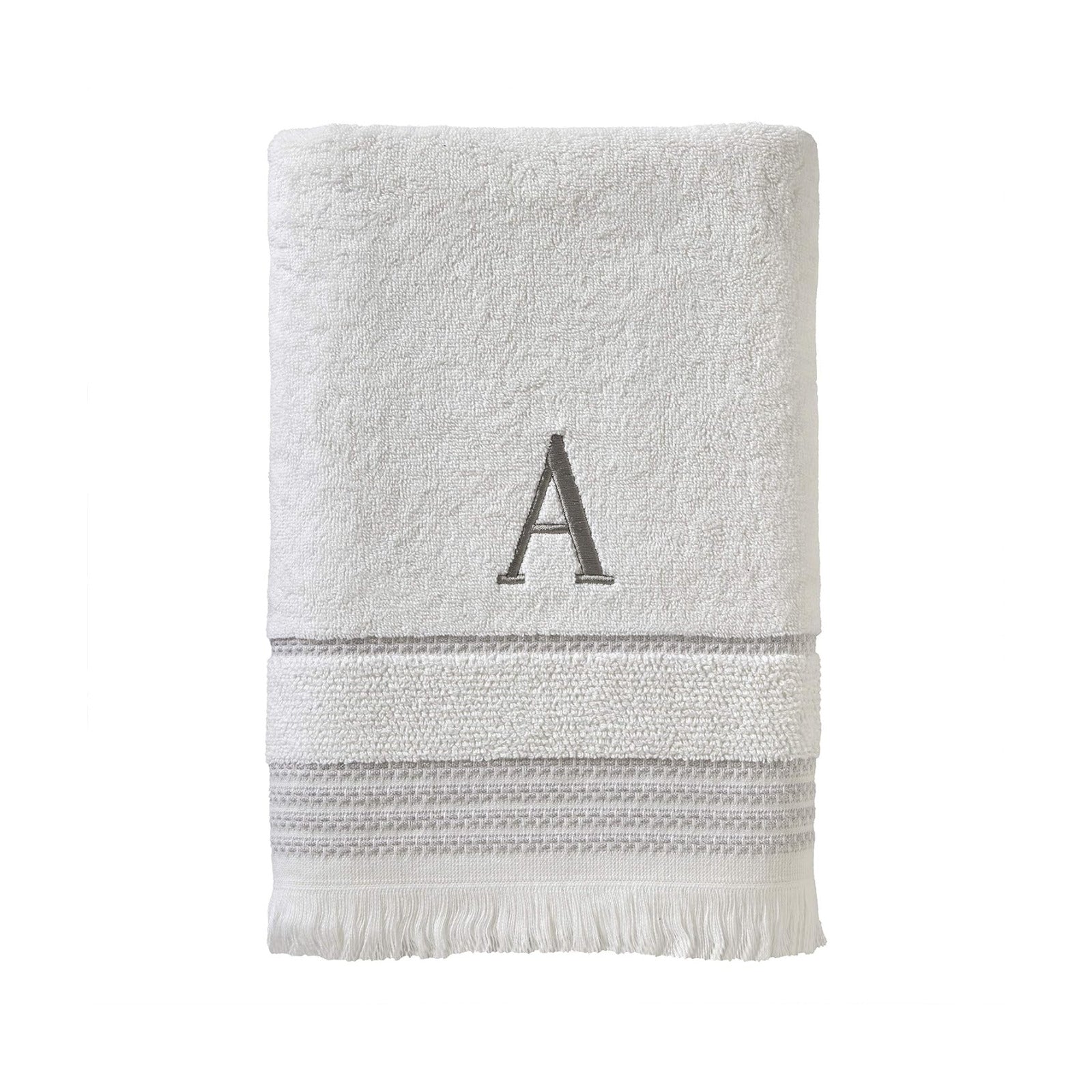 SKL Home Casual Monogram Bath Towel, Embroidered A, White | Available in letters A-Z. Personalized style, great for