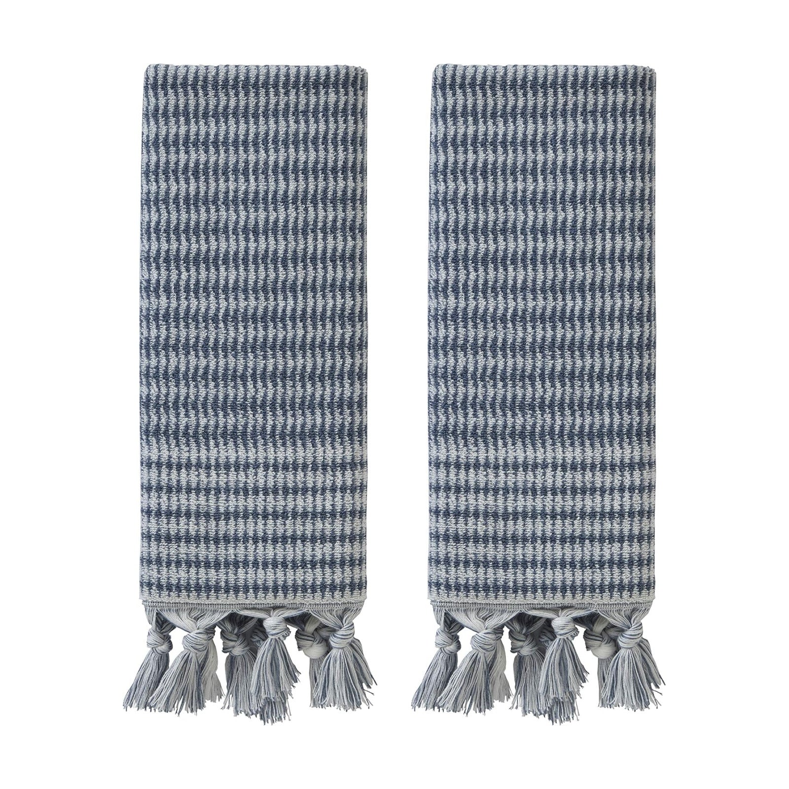 SKL Home Longborough Hand Towel Set-2pc, 100% Turkish Cotton, Denim Blue | 640 GSM weight. Spa-level quality. Soft &