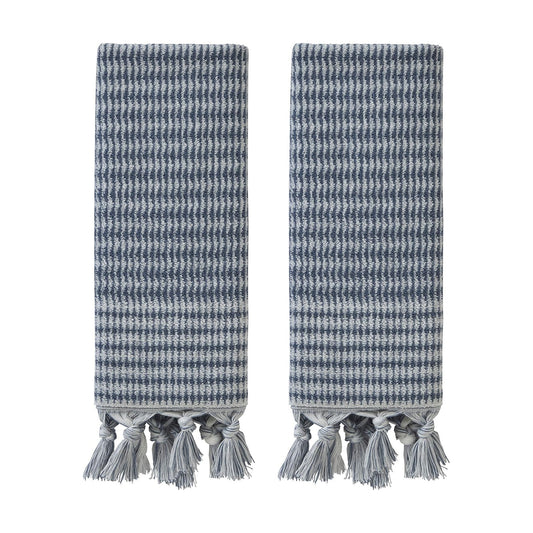 SKL Home Longborough Hand Towel Set-2pc, 100% Turkish Cotton, Denim Blue | 640 GSM weight. Spa-level quality. Soft &