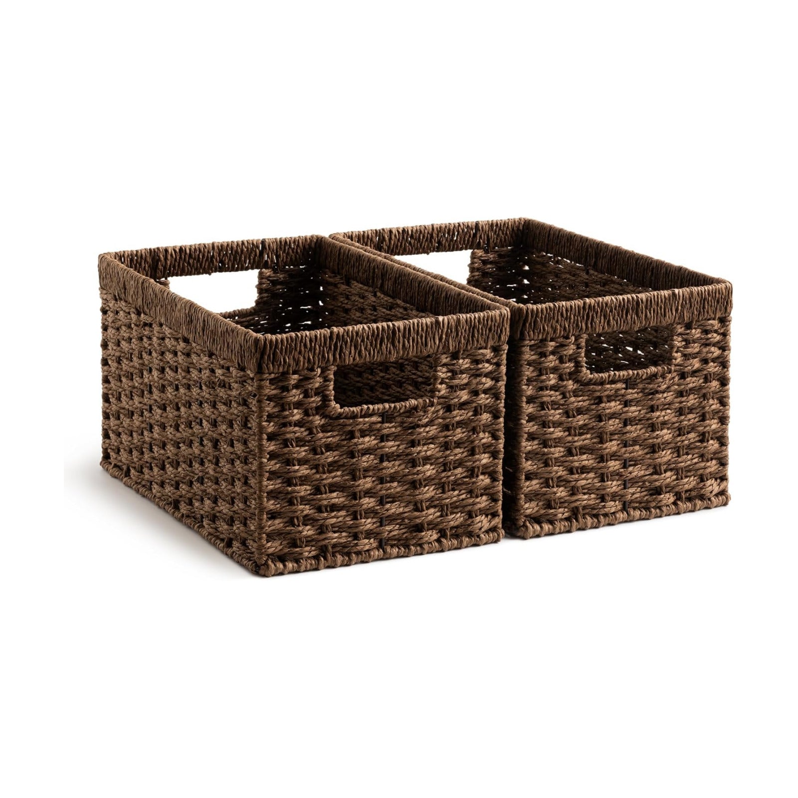 Rectangular Wicker Baskets / Dark Brown / 2 x 13 / Set of 2
