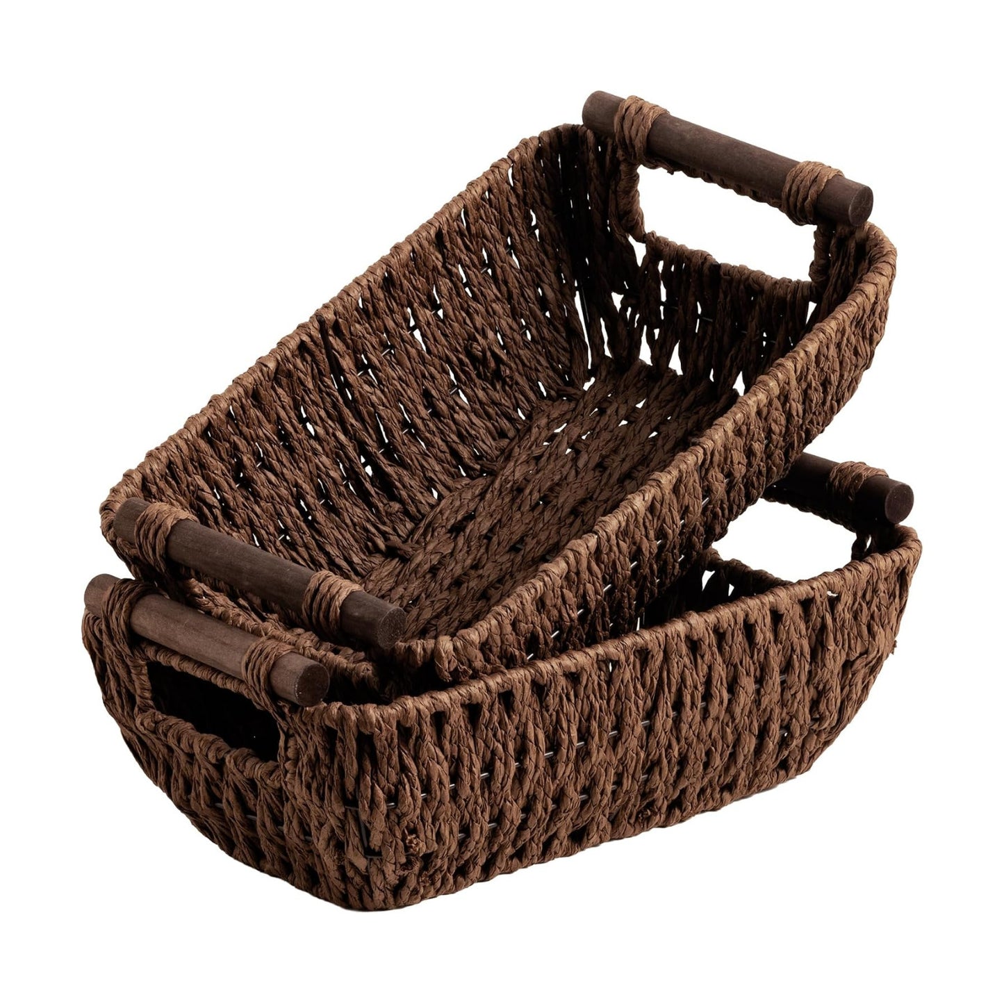 Handwoven Wicker Baskets / Dark Brown / Small / Set of 2