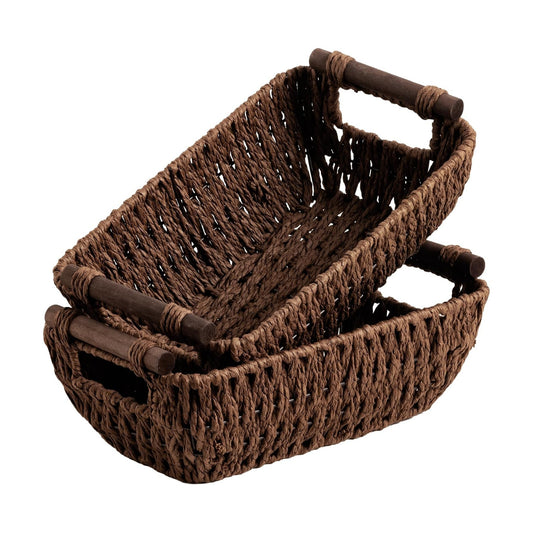 Handwoven Wicker Baskets / Dark Brown / Small / Set of 2