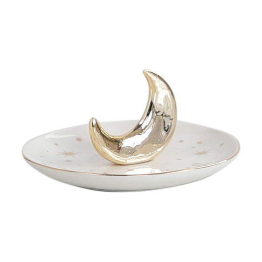 Ceramic Moon Jewelry Tray Rings Dish Necklaces Earrings Holder Display / White Strar Tray with Moon