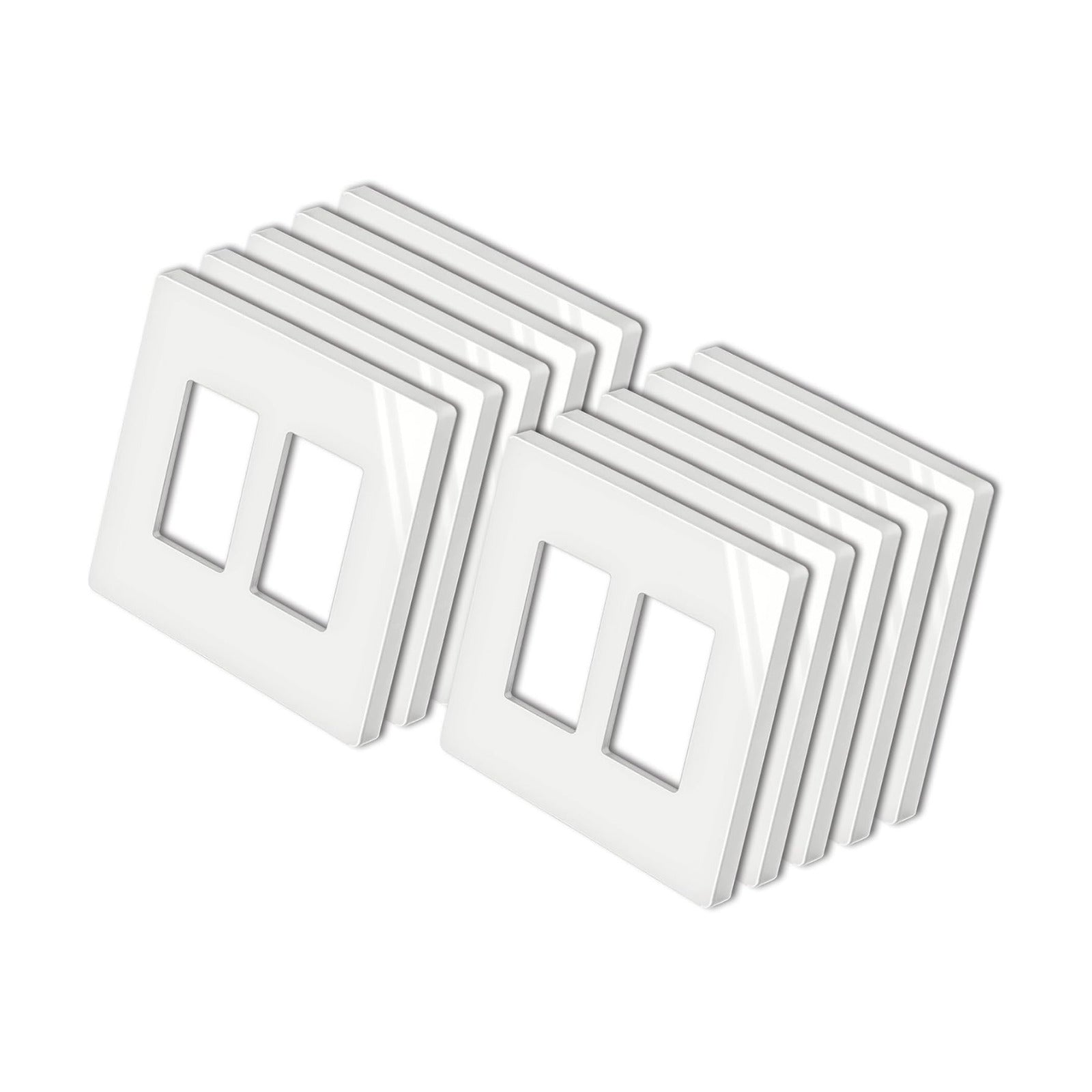 BESTTEN [10 Pack] 2 Gang Screwless Decorative Outlet Cover, Mid-Size Wall Plate, H4.88" x W4.93", Faceplate Cover for