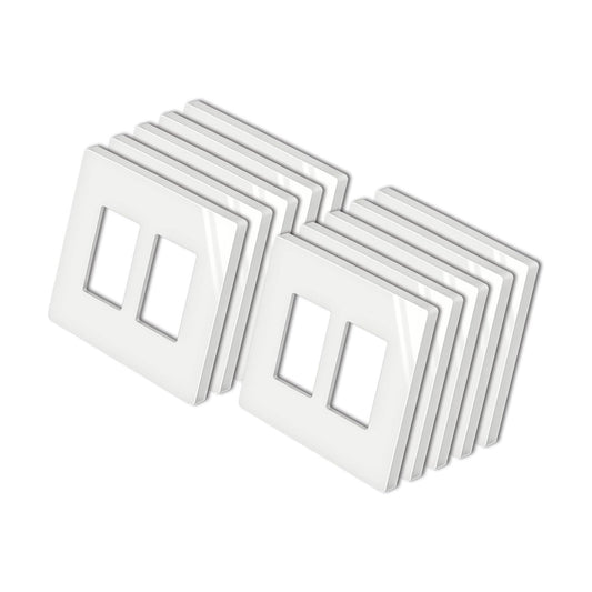 BESTTEN [10 Pack] 2 Gang Screwless Decorative Outlet Cover, Mid-Size Wall Plate, H4.88" x W4.93", Faceplate Cover for