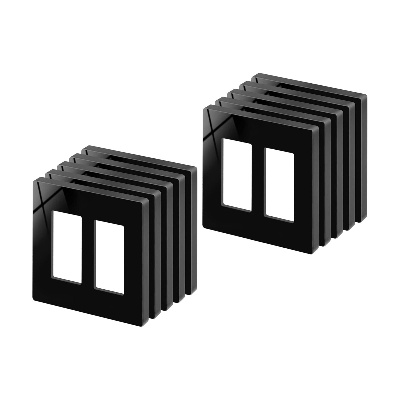 BESTTEN 10 Pack 2-Gang Black Screwless Wall Plate, Decor Outlet Cover, Decorative Switch Plate, Decorator Switch Plate