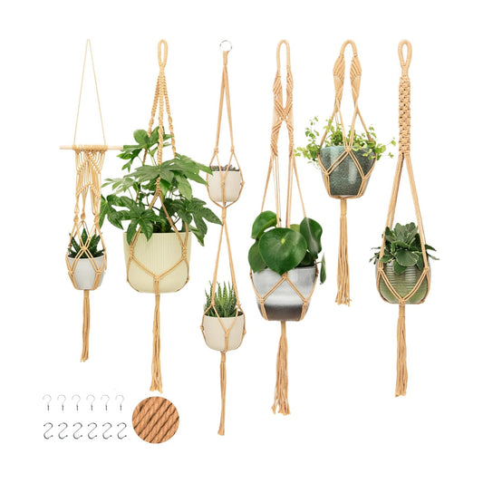 Macrame Plant Hangers / 6-pack Caramel / Set of 6