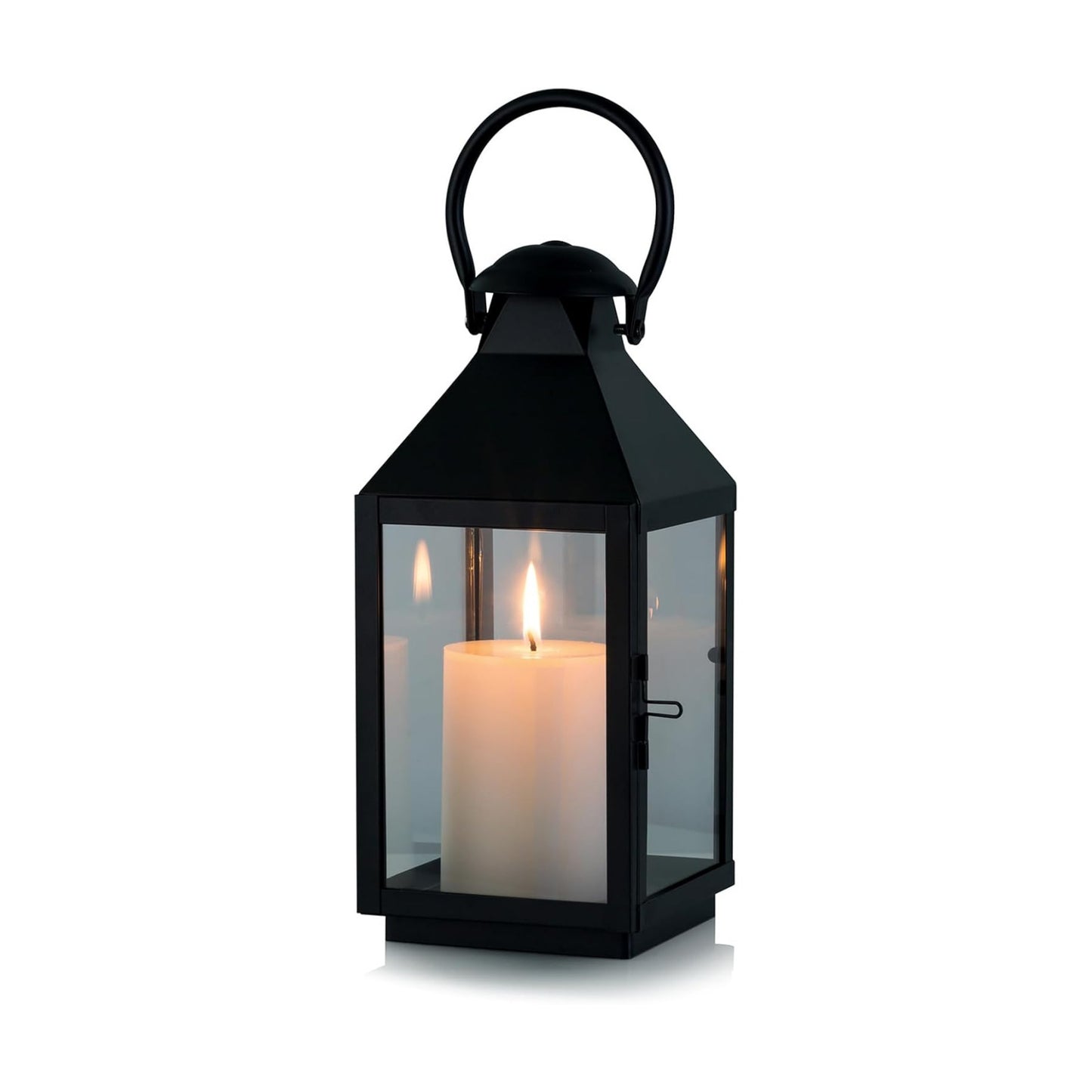 NUPTIO Black Decorative Candle Lantern: Metal Pillar Candle Holders | 10.2" Tall Hanging Lanterns for Table Centerpiece