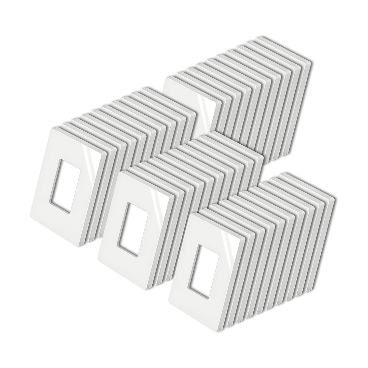 BESTTEN [40 Pack] Mid-Size Screwless Decorator Wall Plate, Midway Receptacle Outlet Cover, Midsized 1 Gang Switch