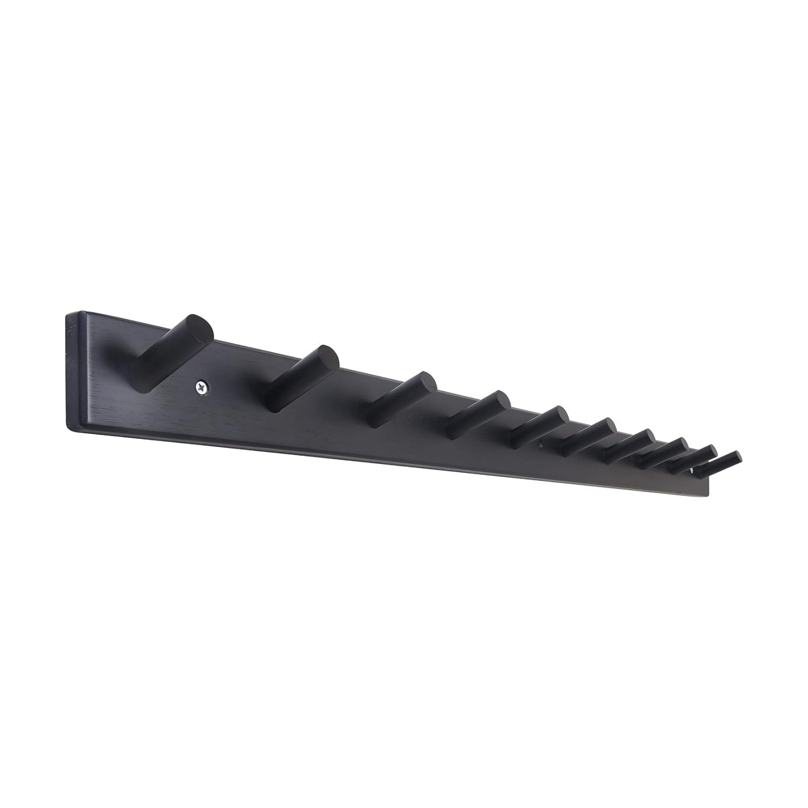 SKOLOO Wall Mounted Coat Rack 38", 10 Hooks, Bamboo, Shaker Style, Black | Wood wall hooks, painted finish, 100-lb cap