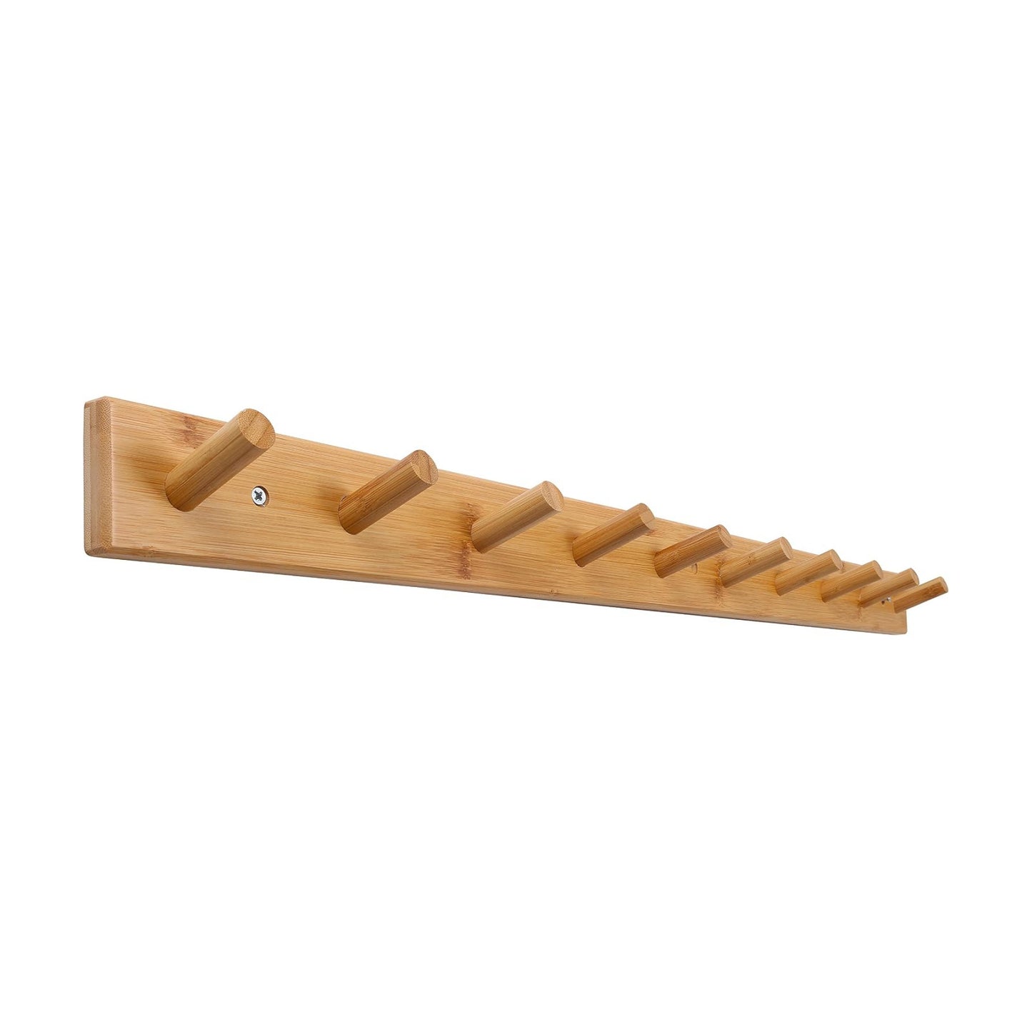 SKOLOO Wall Mounted Coat Rack 38", 10 Hooks, Bamboo, Shaker Style, Natural | Wood wall hooks, painted finish, 100-lb