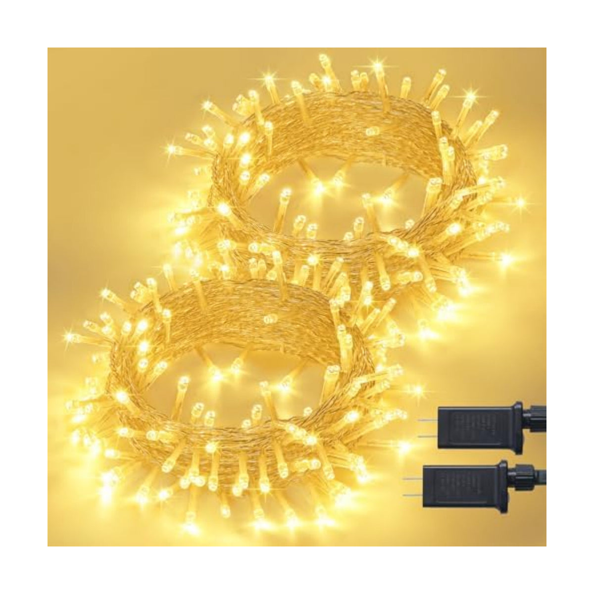 JMEXSUSS 2 Pack Warm White Christmas Lights Indoor, Total 200 LED 66FT