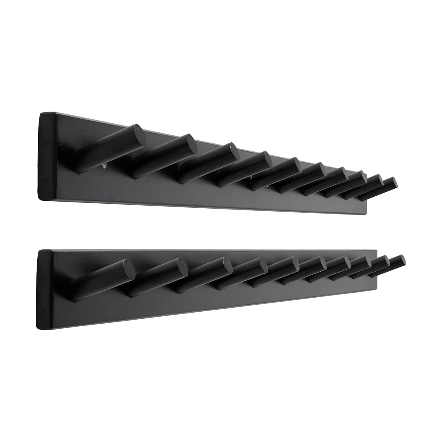 SKOLOO Wall Mounted Coat Rack 38", 10 Hooks, Bamboo, Shaker Style, Black | Wood wall hooks, painted finish, 100-lb cap