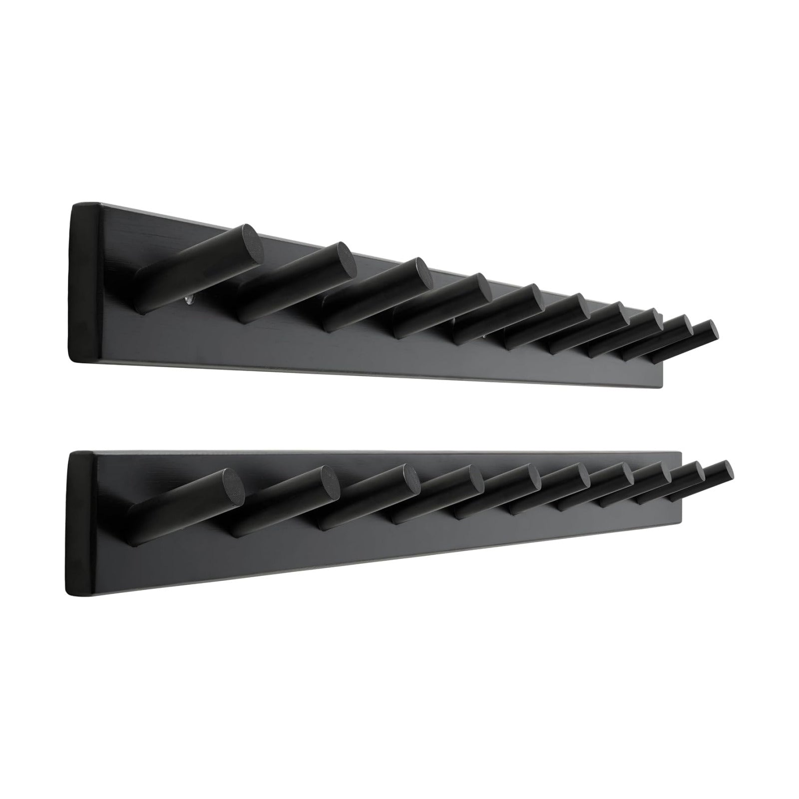 SKOLOO Wall Mounted Coat Rack 38", 10 Hooks, Bamboo, Shaker Style, Black | Wood wall hooks, painted finish, 100-lb cap