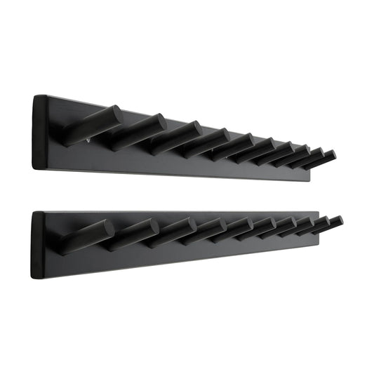 SKOLOO Wall Mounted Coat Rack 38", 10 Hooks, Bamboo, Shaker Style, Black | Wood wall hooks, painted finish, 100-lb cap