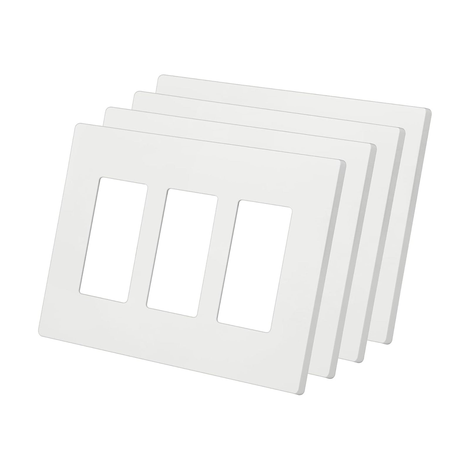 BESTTEN [4 Pack] 3 Gang Screwless Decorative Outlet Cover, Mid-Size Wall Plate, H4.88" x W6.74", Faceplate Cover for