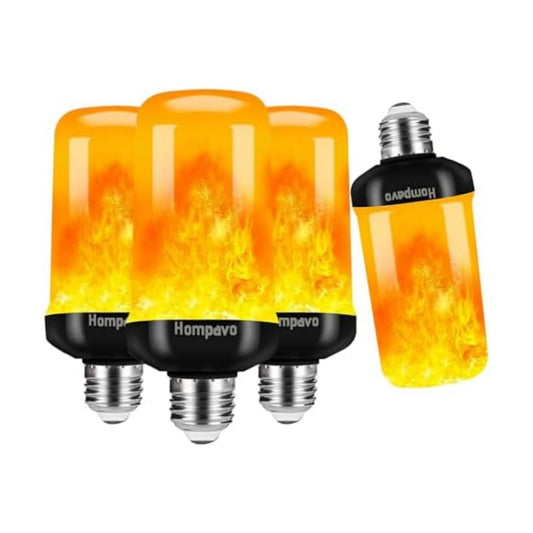 Hompavo 【Upgraded】 LED Flame Light Bulbs, 4 Modes Flickering Light Bulbs with Upside Down Effect, E26/E27 Flame Bulb for Halloween, Christmas, Party, Indoor and Outdoor Home Decoration (4 Pack)