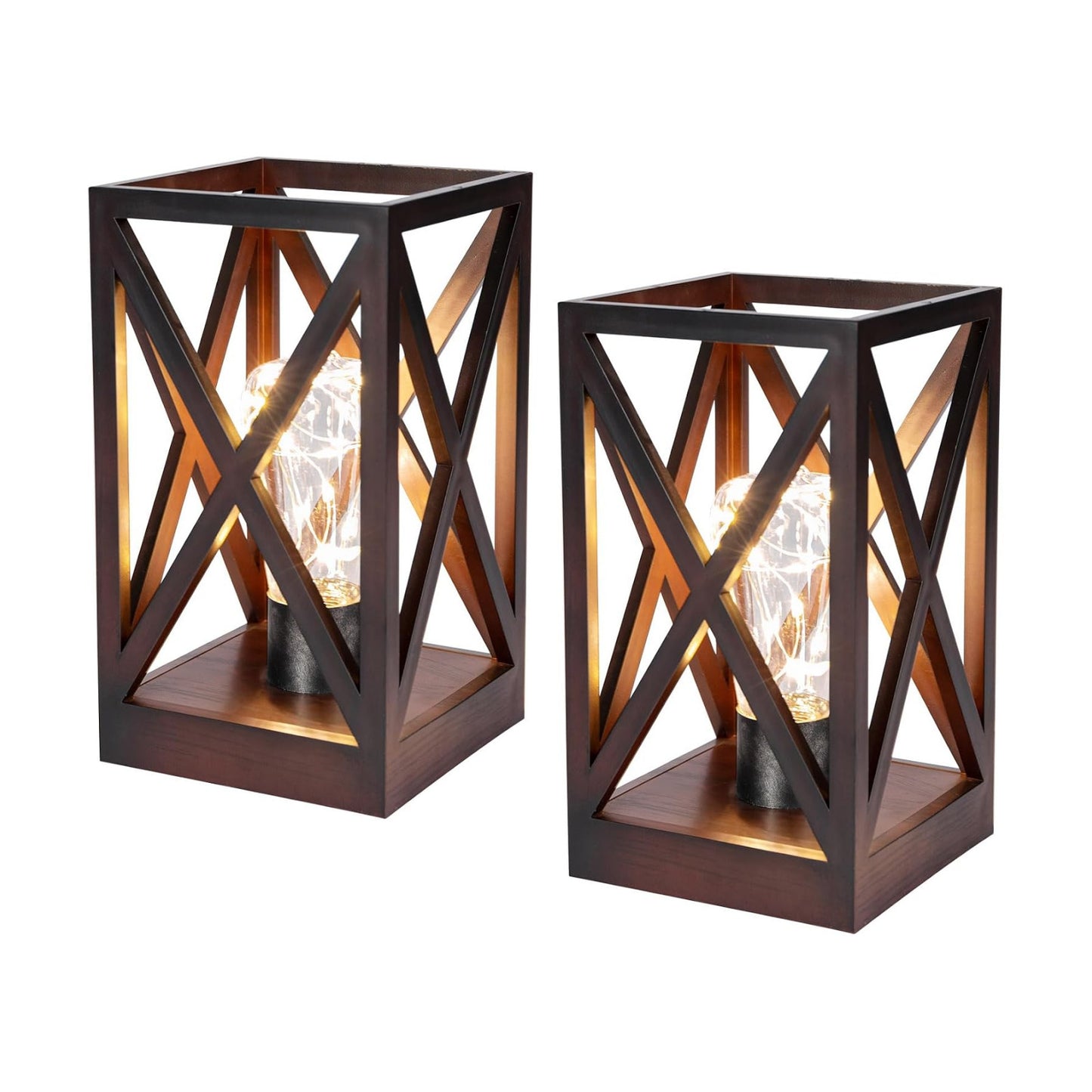 WINGBO 2 Pack Retro Battery Powered Table Lamps, Battery Operated Cordless Lamp Set, Portable Nightlight Decorative