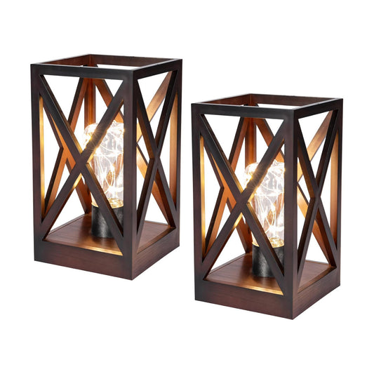 WINGBO 2 Pack Retro Battery Powered Table Lamps, Battery Operated Cordless Lamp Set, Portable Nightlight Decorative