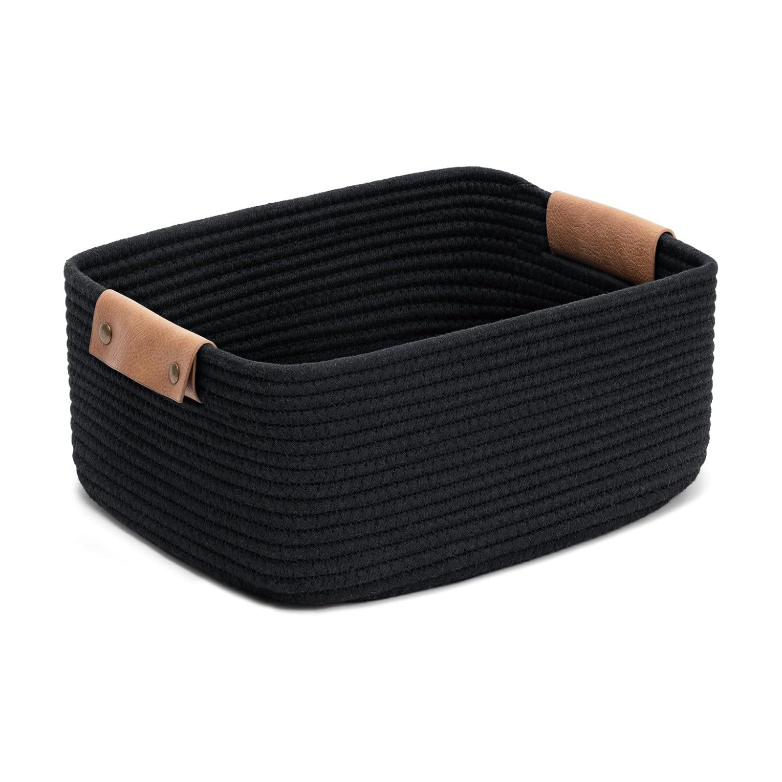Cotton Rope Woven Easter Basket / Black / 14.5 x 13 x 6