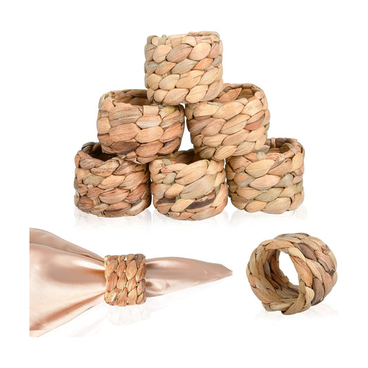 Rustic Handmade Woven Napkins Ring / Water Hyacinth / Set of 8