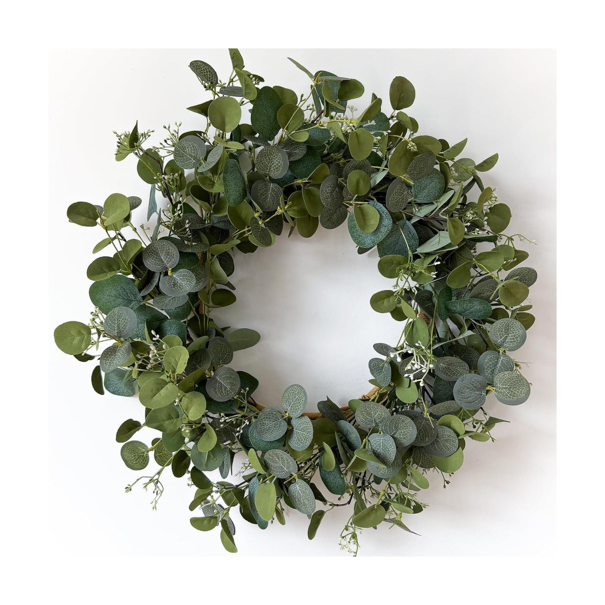 HomeKaren Eucalyptus Wreaths for Front Door 22", Handmade Green Leaves Wreath for Summer, Spring and All Seasons, Greenery Floral Wreath for Wall and Outside