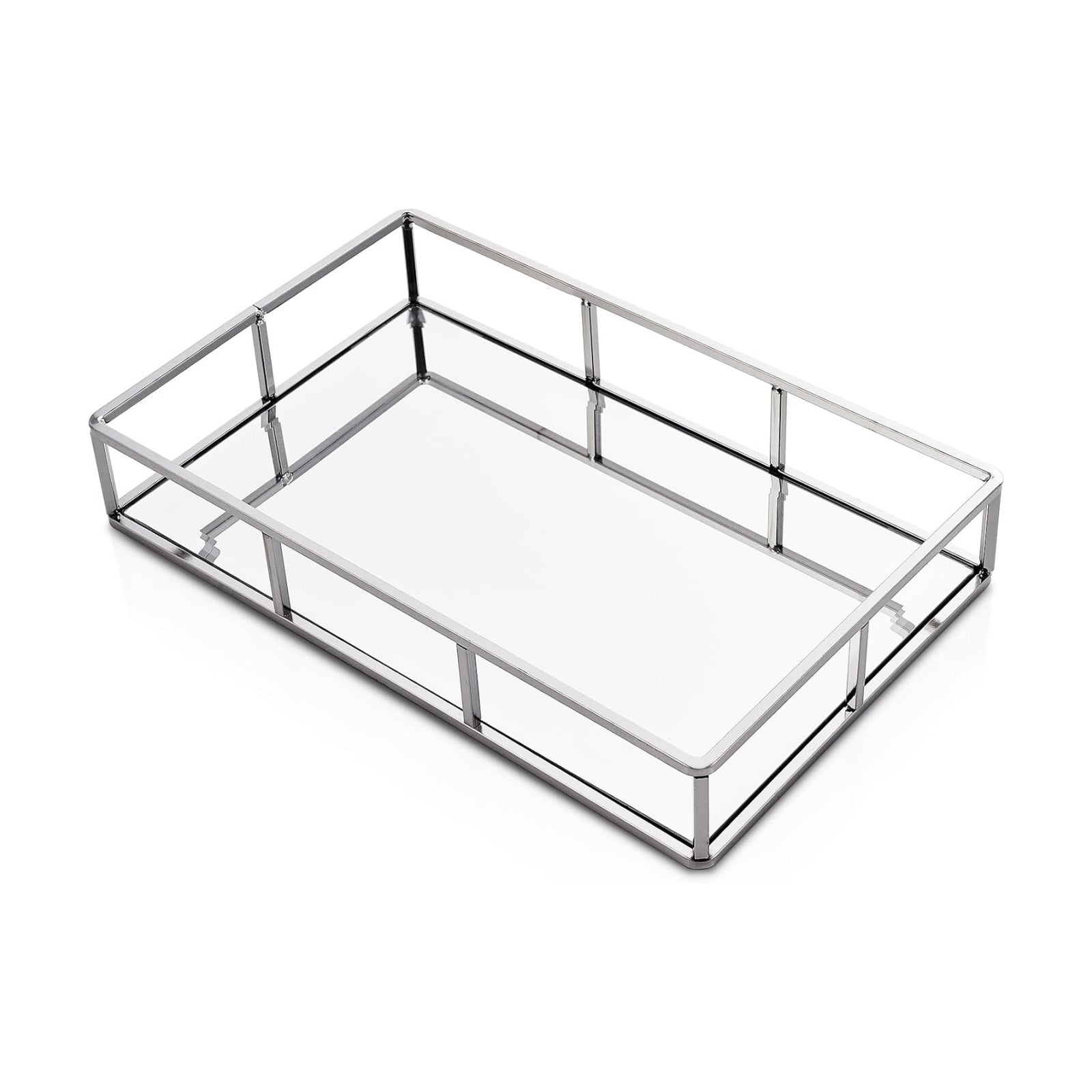 Glass Tray / Metal Vanity Tray / Silver