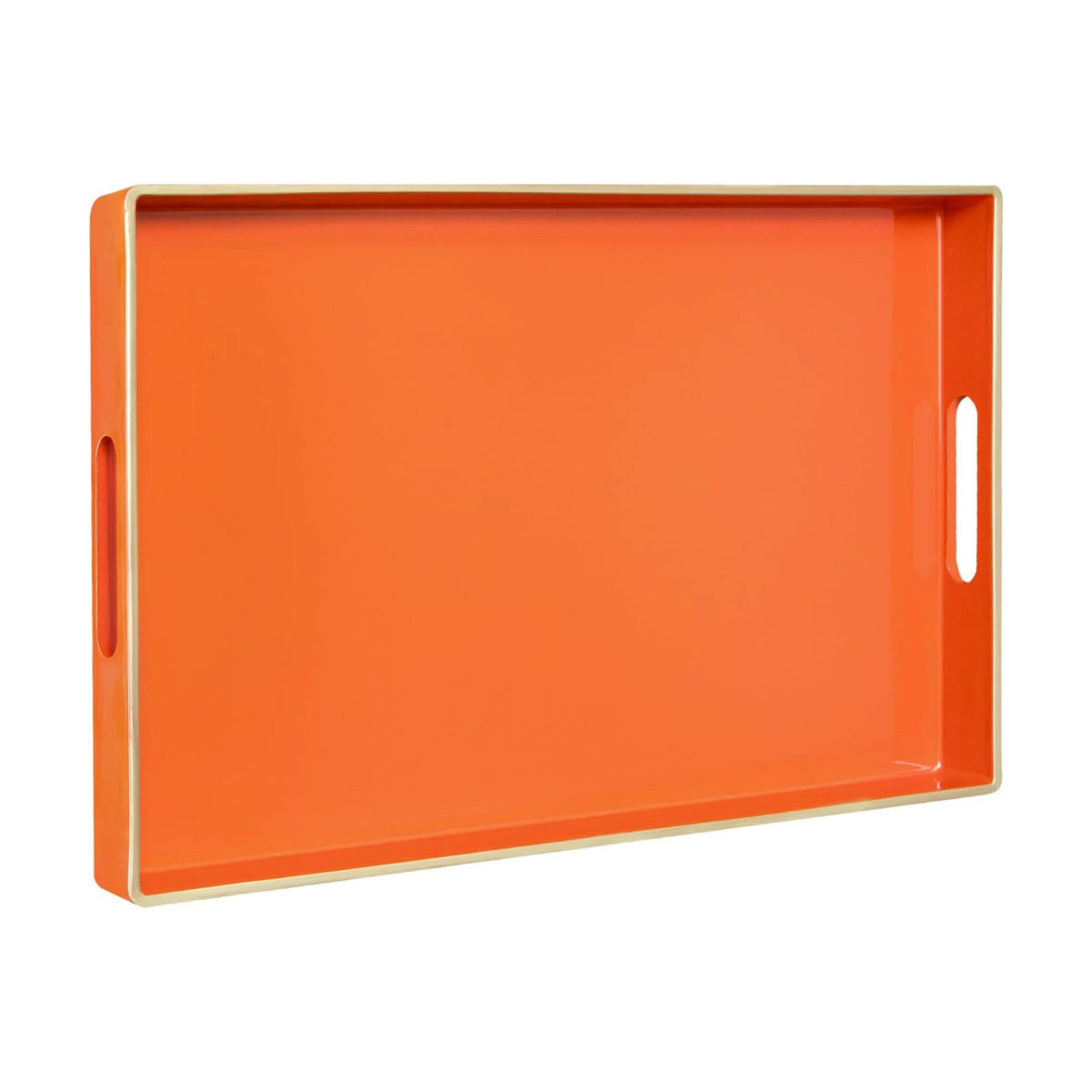 MAONAME Orange Decorative Tray for Coffee Table, Serving Tray with Handles