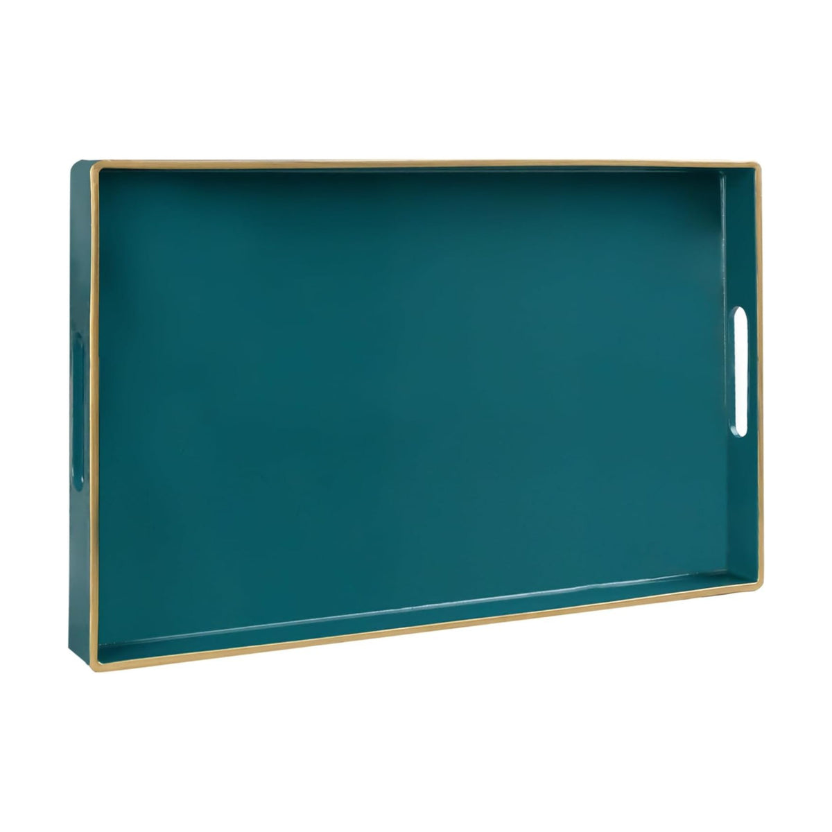 MAONAME Teal Decorative Tray for Coffee Table, Serving Tray with Handles