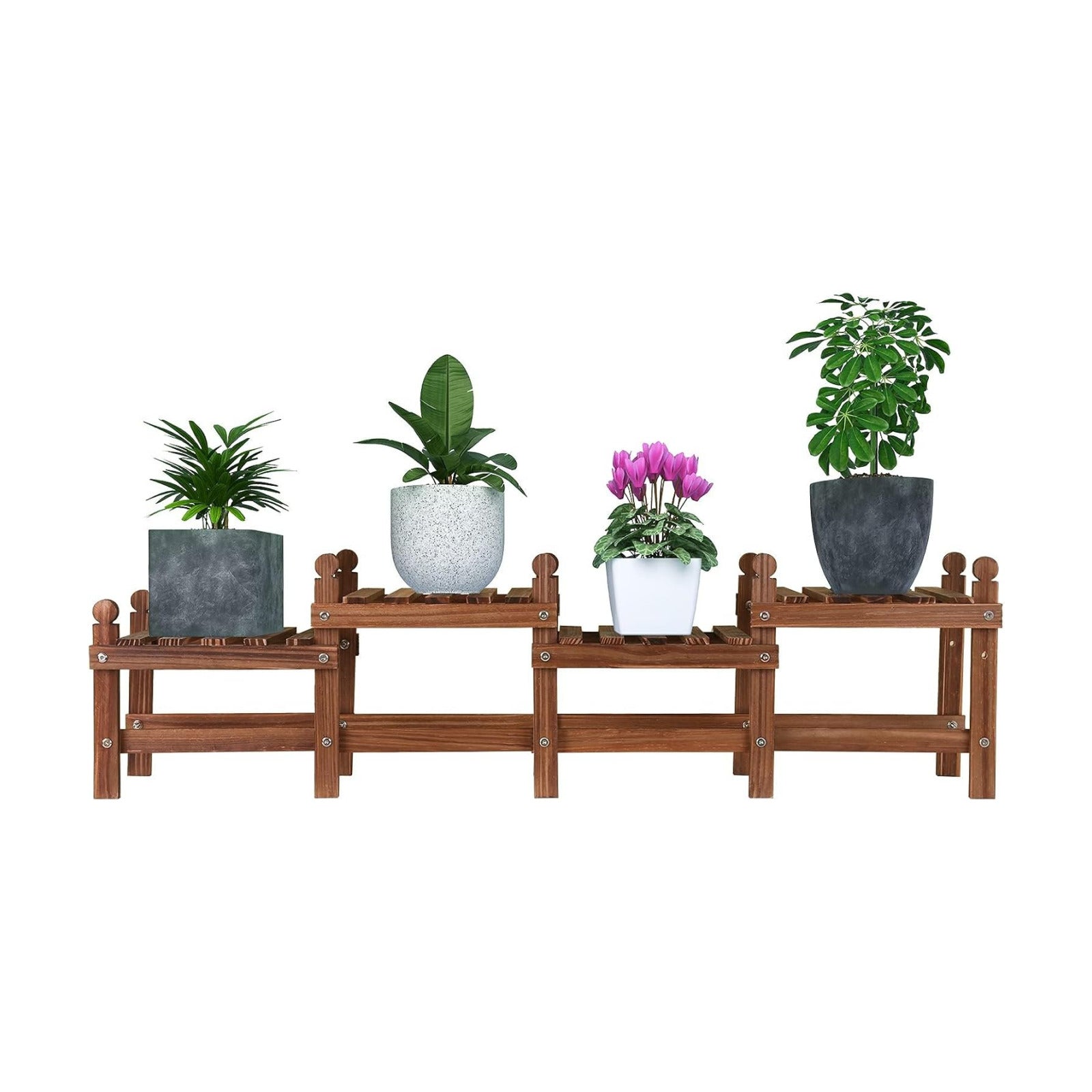 Wood Plant Stand Indoor, Low Window Plant Bench for Multiple Plants | 4 Tiers Plant Shelf Bench Indoor,Long Flower Pot