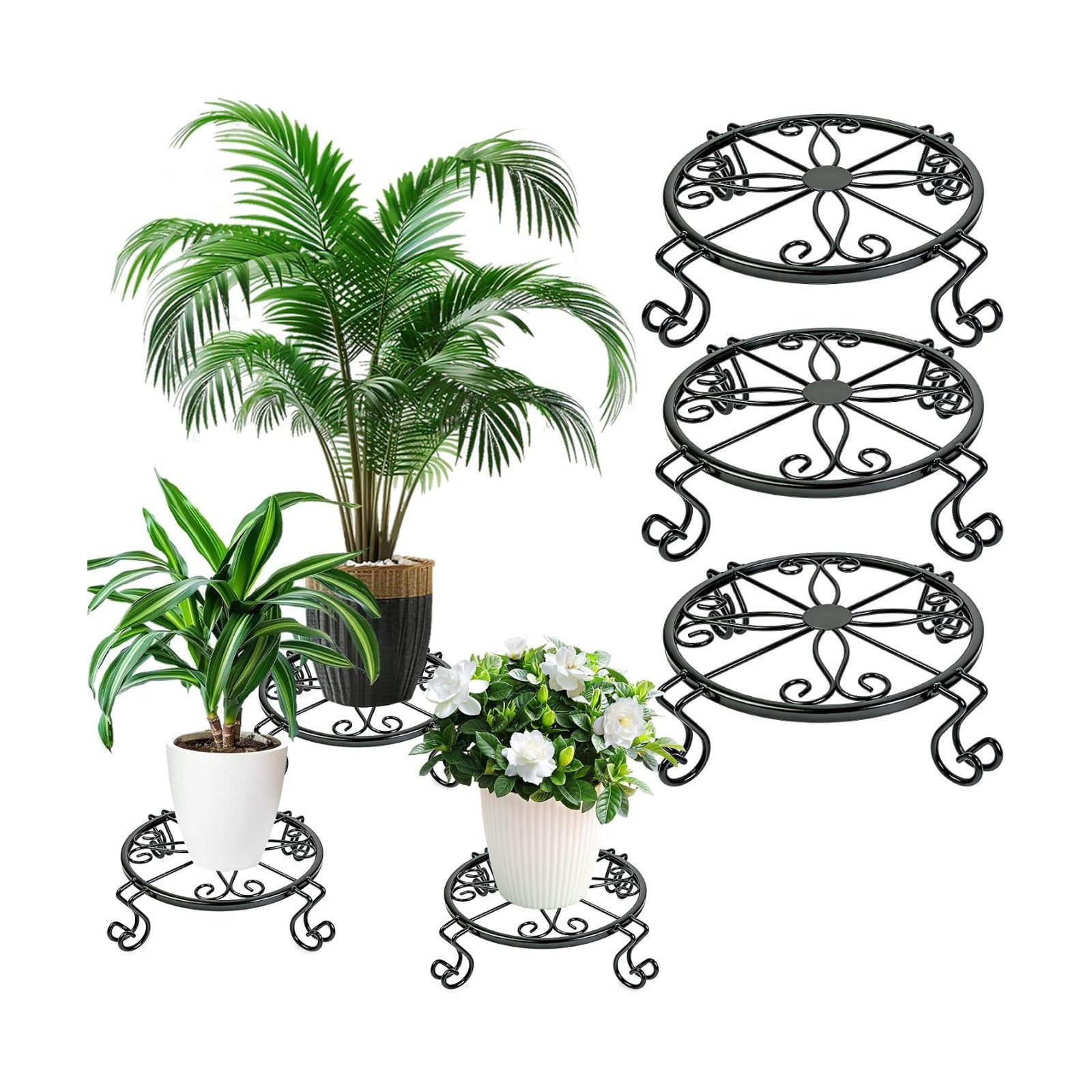 Kylinbigda Metal Plant Stand Indoor/Outdoor, Low Corner Plant Stand, Decoration Small Plant Holders for Home, Anti-Rust