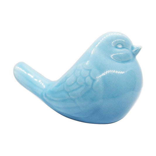 Ceramic Chubby Bird Figure Cottage Animal Bird Statue Decorations / Blue