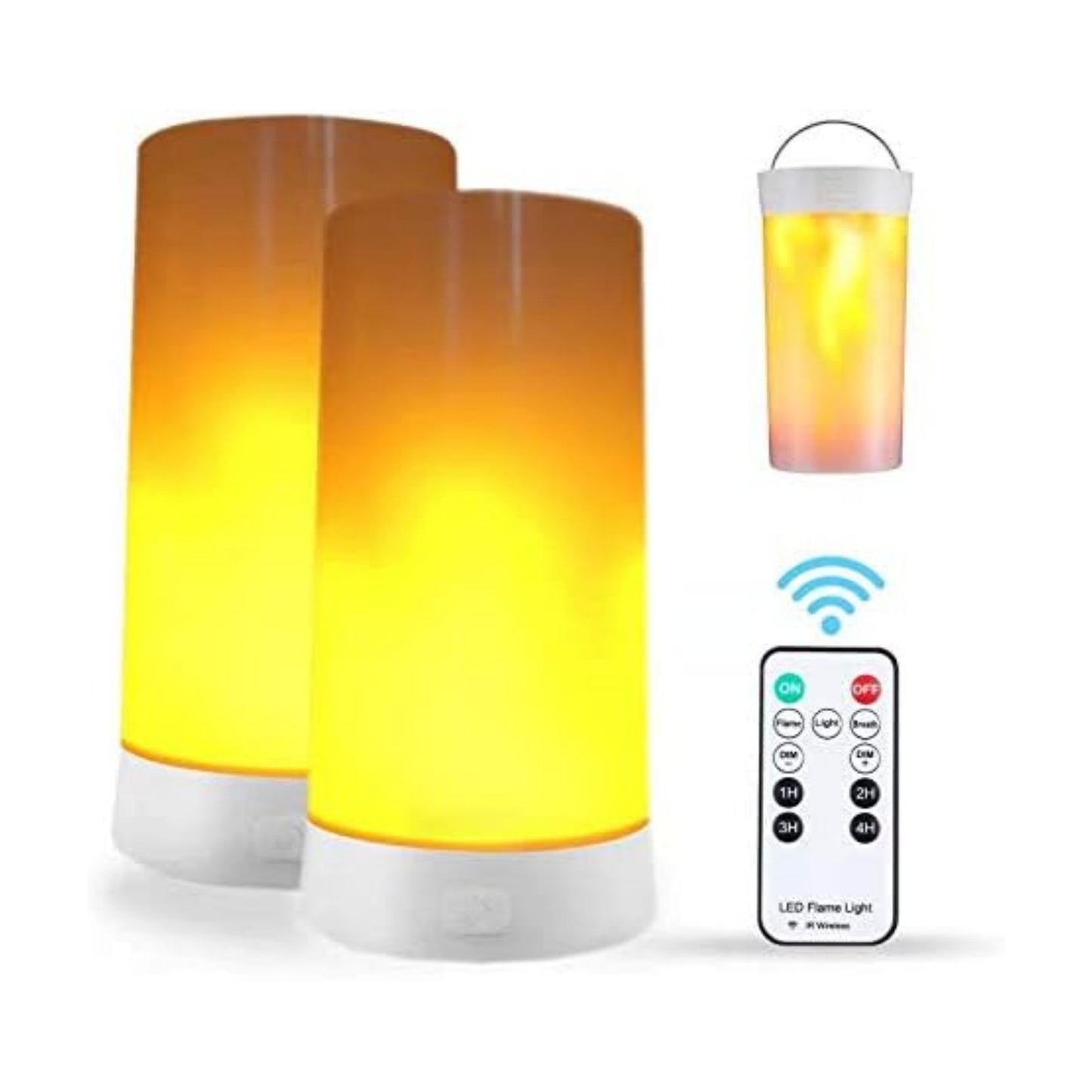 2PCS LED Flame Light, USB Rechargeable Flame Lamp with Remote & Timer, Waterproof Dimmable Flameless Candles Light for