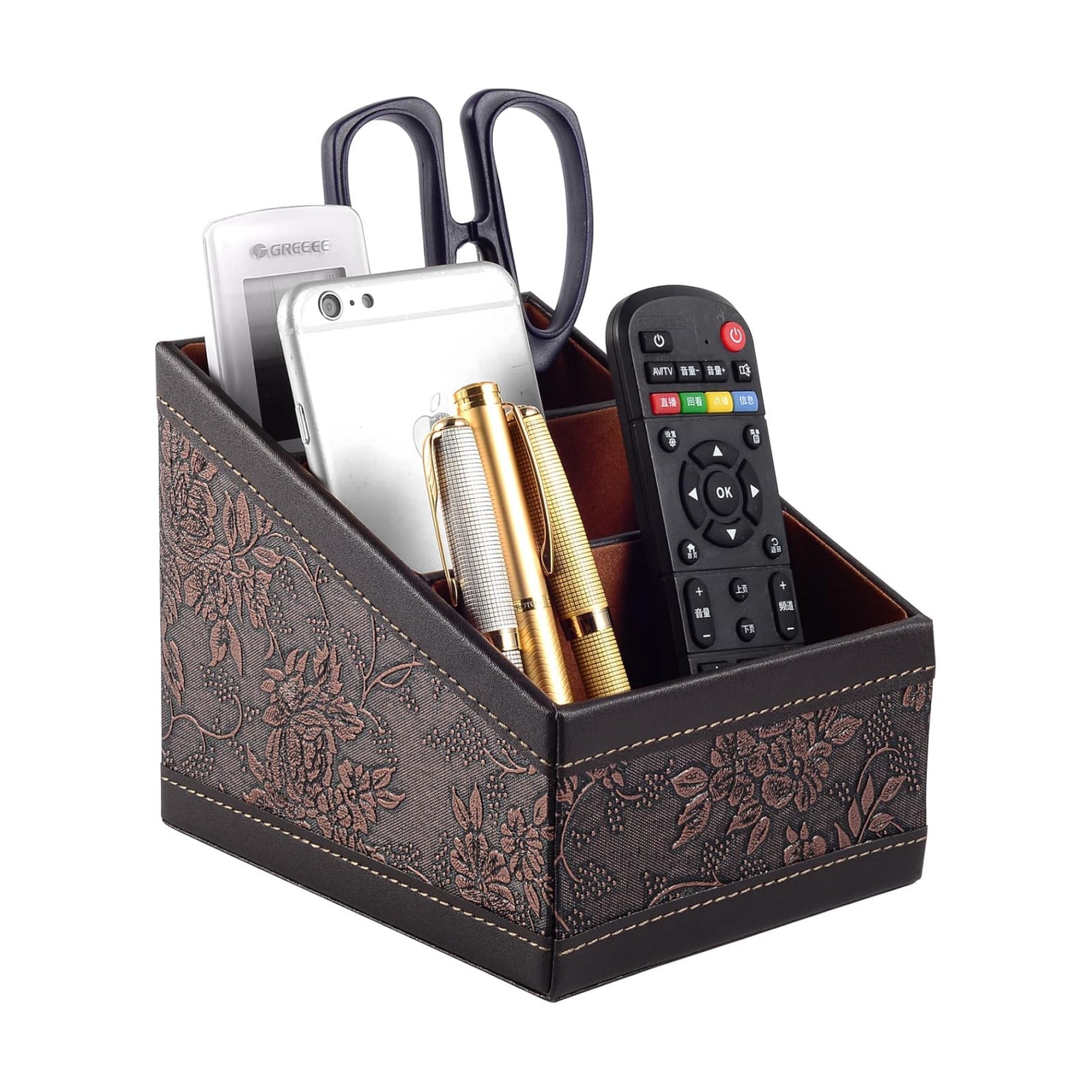 PU Leather TV Remote Control Holder / Brown