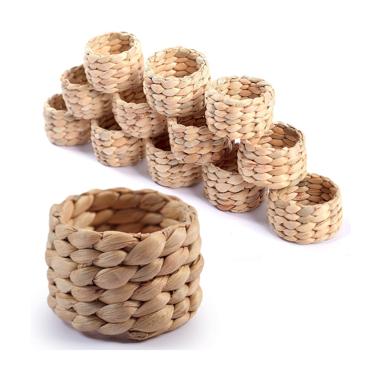 Round Woven Napkin Rings / Hyacinth Napkin Rings-set 12 / Set of 12