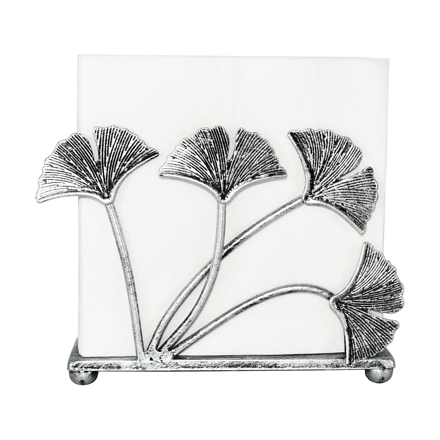 Modern Ginkgo Leaves Design Napkin Holder / Silver