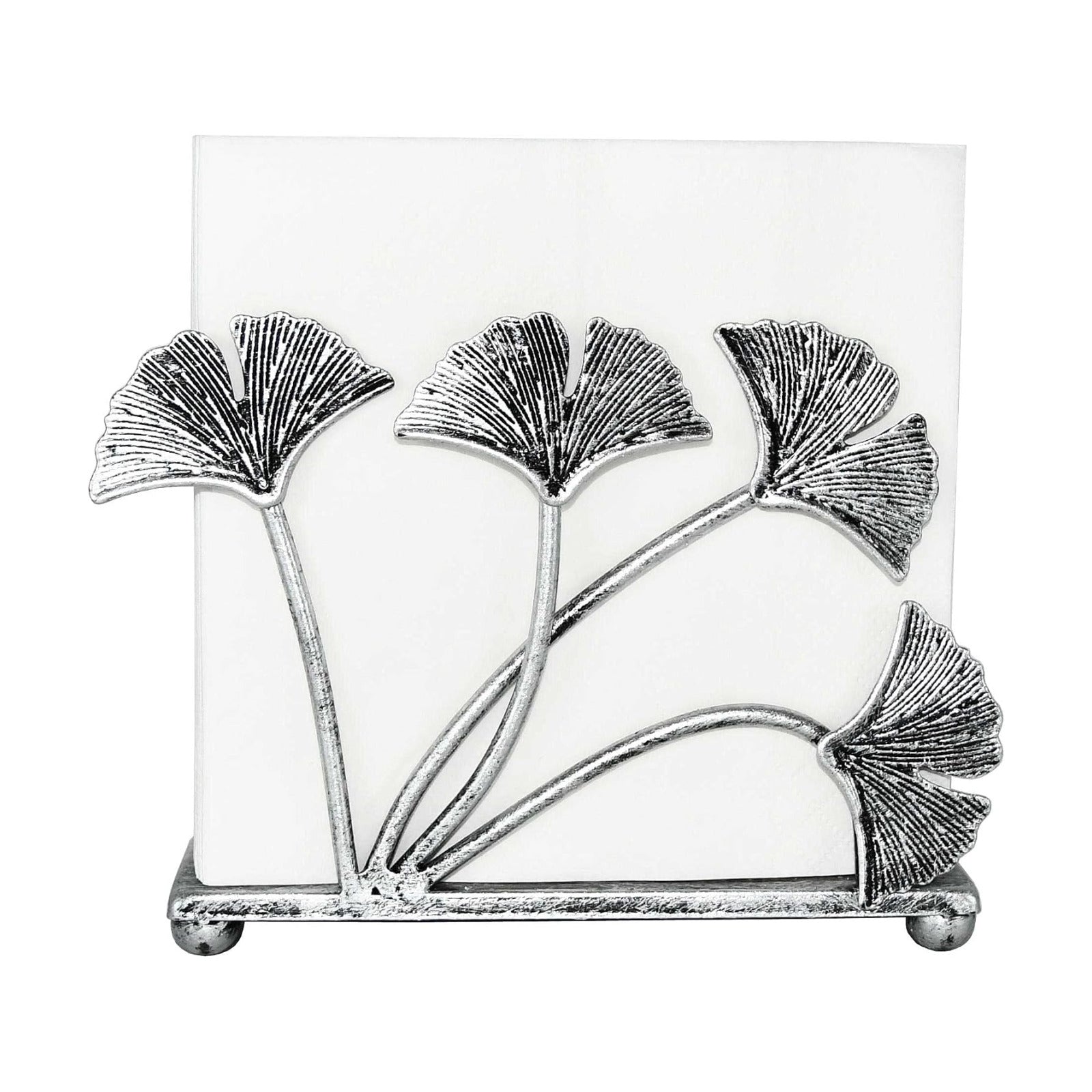Modern Ginkgo Leaves Design Napkin Holder / Silver