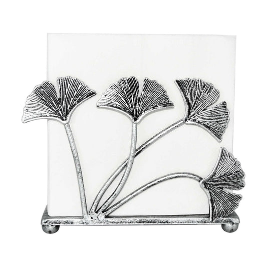 Modern Ginkgo Leaves Design Napkin Holder / Silver