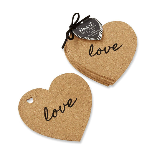 Heart Cork Coaster Table Décor or Party Favors / 4 Sets / Set of 4
