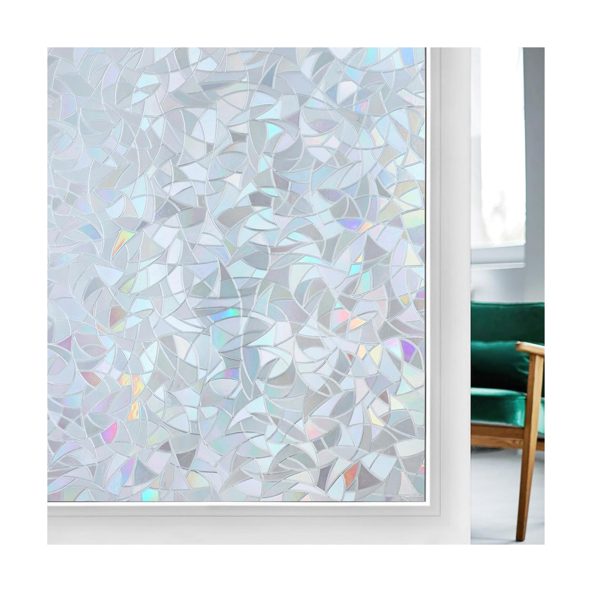 rabbitgoo Rainbow Window Privacy Film, Static Cling, Silver, 23.6" x 78.5"