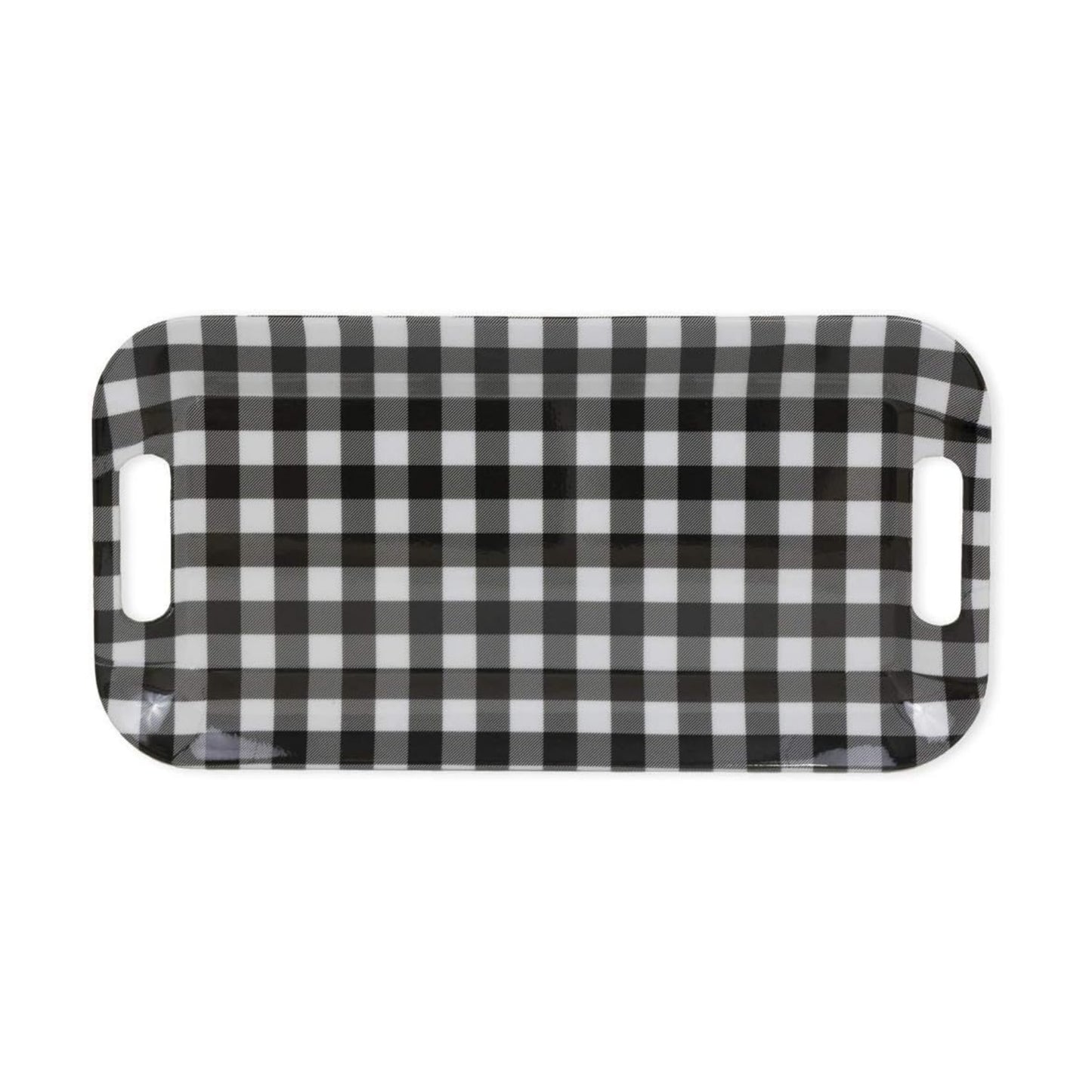 Melamine Serving Tray / 15 x 8 x 1 / Black & White Check