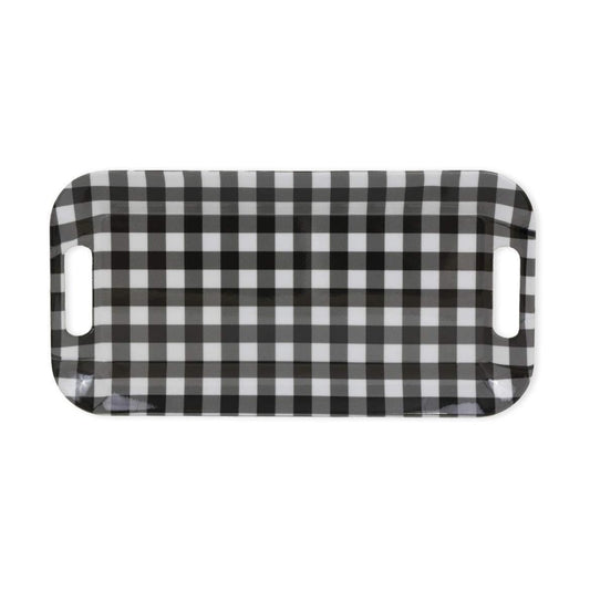 Melamine Serving Tray / 15 x 8 x 1 / Black & White Check