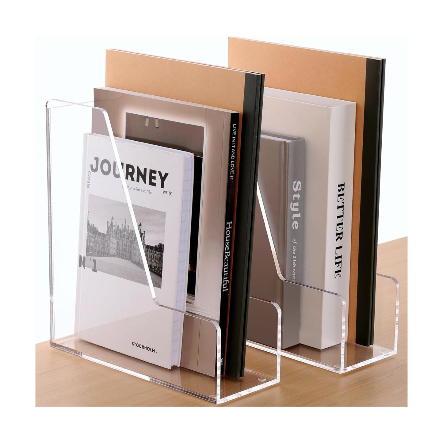 Acrylic Magazine File Holders / A4 / Clear / Set of 2