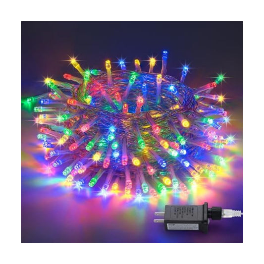 JMEXSUSS 300 LED Multicolor Christmas Tree Lights Clear Wire Plug in