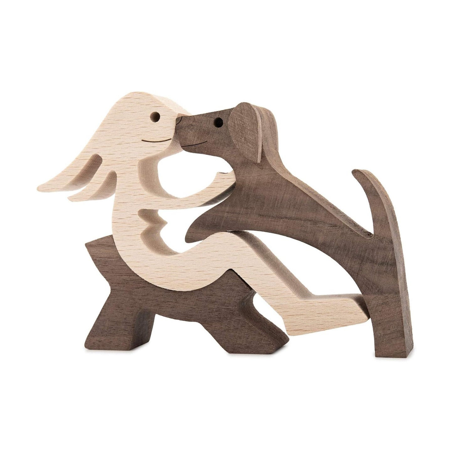Handmade Wooden Statue / Relaxing Woman and Dog