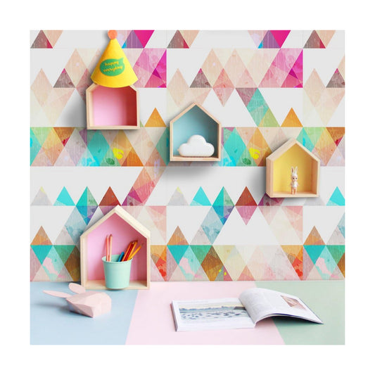 Removable Colorful Geometric Wall Decals DIY Large Modern Abstract Peel / Triangle / 15.8 x 98.4